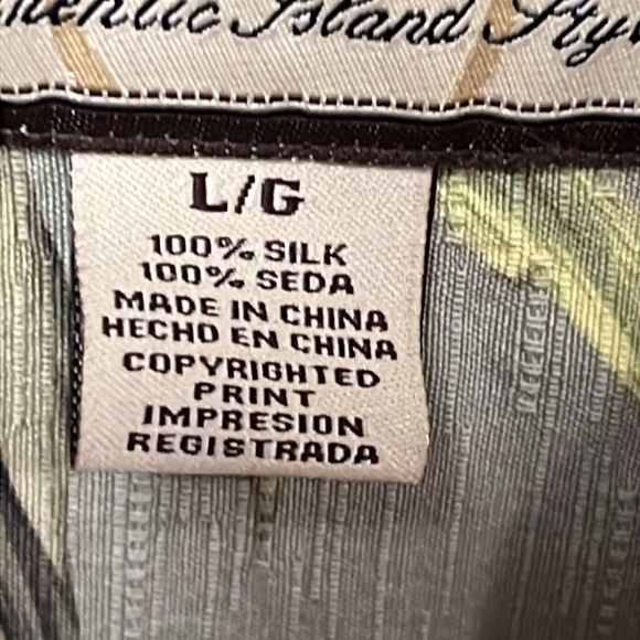 Jamaica Jaxx Mens Camp Shirt‎ L Gray Silk Button Down Up Hawaiian Floral Luau - Picture 7 of 10